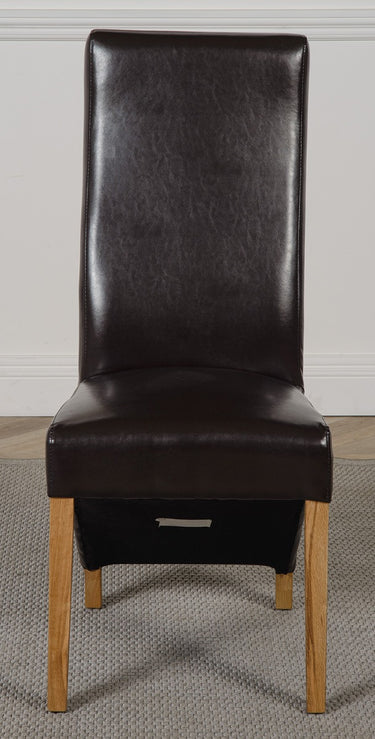 Lola Brown Leather Dining Chair | Curved Back