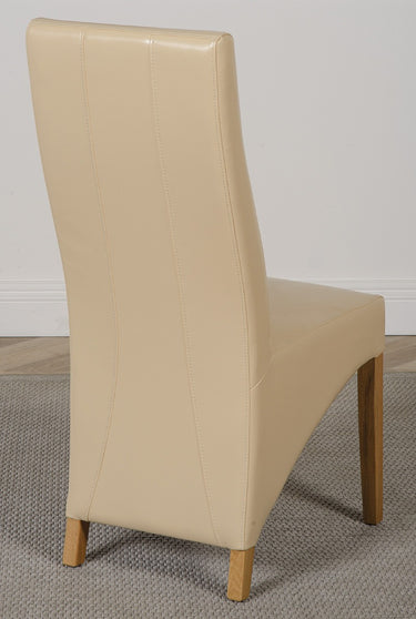 Lola Ivory Leather Dining Chair | Curved Back
