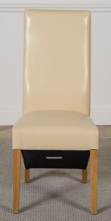 Lola Ivory Leather Dining Chair | Curved Back