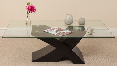 Milano Glass and Wood Coffee Table | Black Oak