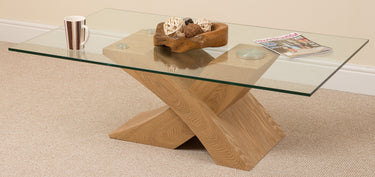 Milano Glass and Wood Coffee Table | Light Oak