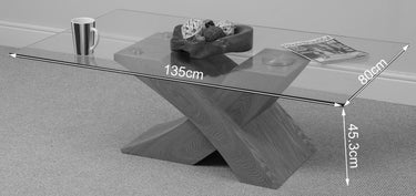 Milano Glass and Wood Coffee Table | Light Oak