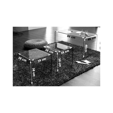 Modena Set of Glass Coffee Tables | Black Glass