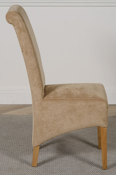 Montana Beige Fabric Dining Chair | Scroll Top
