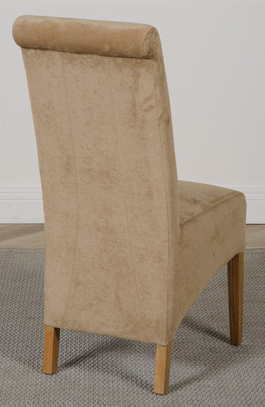 Montana Beige Fabric Dining Chair | Scroll Top