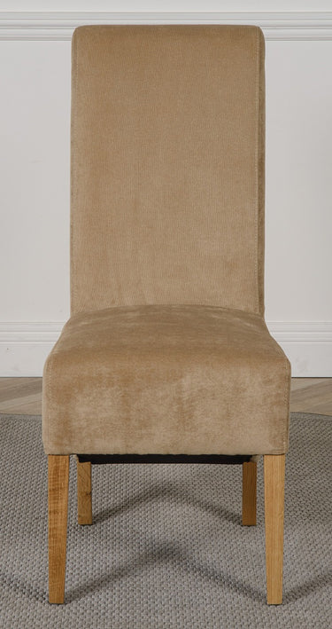 Montana Beige Fabric Dining Chair | Scroll Top