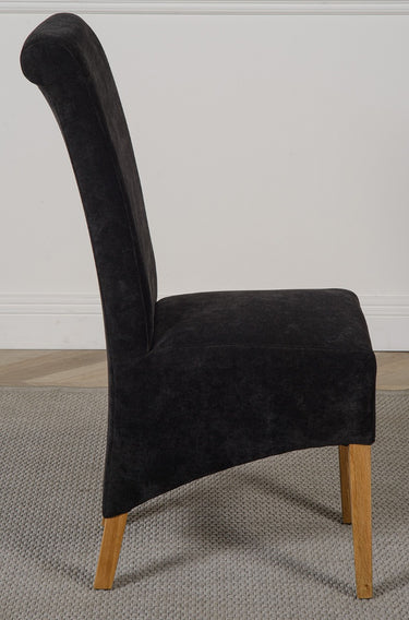 Montana Black Fabric Dining Chair | Scroll Top