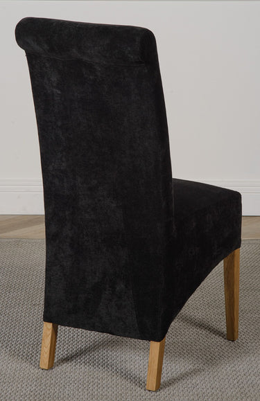 Montana Black Fabric Dining Chair | Scroll Top
