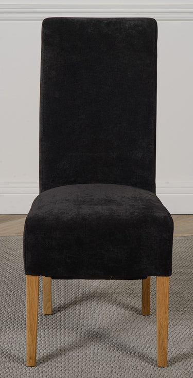 Montana Black Fabric Dining Chair | Scroll Top