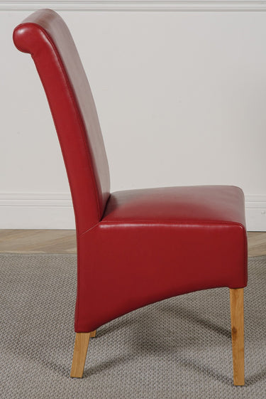 Montana Burgundy Leather Dining Chair | Scroll Top