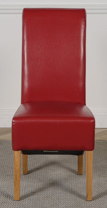 Montana Burgundy Leather Dining Chair | Scroll Top