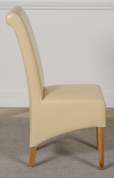Montana Ivory Leather Dining Chair | Scroll Top