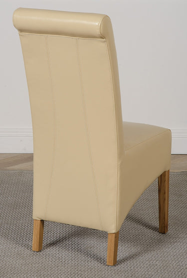 Montana Ivory Leather Dining Chair | Scroll Top