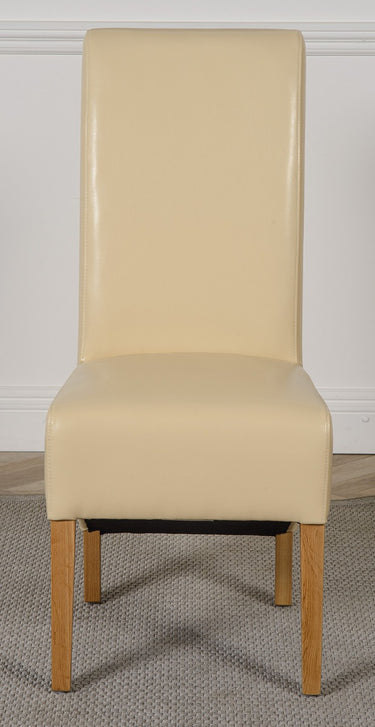 Montana Ivory Leather Dining Chair | Scroll Top