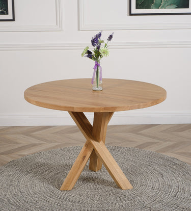 Oregon 110cm Round Solid Oak Dining Table