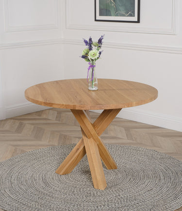 Oregon 110cm Round Solid Oak Dining Table