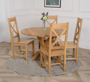 Oregon Round Oak Dining Table with 4 Berkeley Oak Chairs