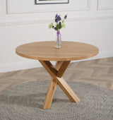 Oregon 110cm Round Solid Oak Dining Table