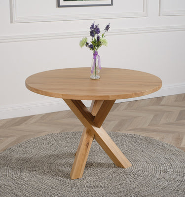Oregon Round Oak Dining Table with 4 Princeton Oak Chairs