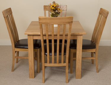 Oslo 90 x 90cm Small Square Oak Dining Set with 4 Harvard Oak Chairs