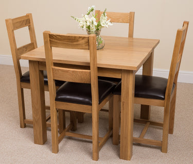 Oslo 90 x 90cm Small Square Oak Dining Set with 4 Lincoln Oak Chairs