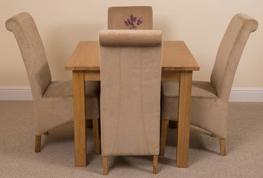 Oslo 90 x 90cm Small Square Oak Dining Set with 4 Montana Beige Fabric Chairs