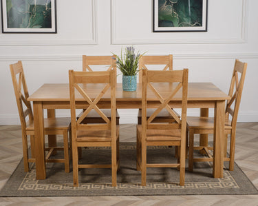 Oslo 180 x 90cm Large Oak Dining Set with 6 Berkeley Oak Chairs