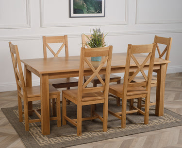 Oslo 180 x 90cm Large Oak Dining Set with 6 Berkeley Oak Chairs