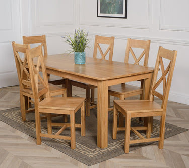 Oslo 180 x 90cm Large Oak Dining Set with 6 Berkeley Oak Chairs