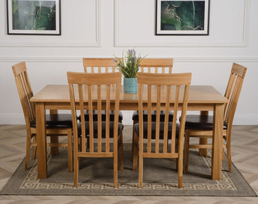 Oslo 180 x 90cm Large Oak Dining Set with 6 Harvard Oak Chairs