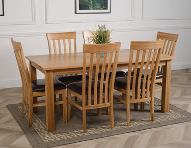 Oslo 180 x 90cm Large Oak Dining Set with 6 Harvard Oak Chairs