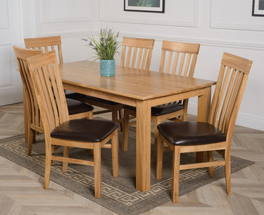 Oslo 180 x 90cm Large Oak Dining Set with 6 Harvard Oak Chairs