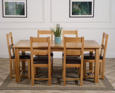 Oslo 180 x 90cm Large Oak Dining Set with 6 Lincoln Oak Chairs