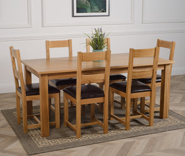 Oslo 180 x 90cm Large Oak Dining Set with 6 Lincoln Oak Chairs