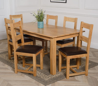 Oslo 180 x 90cm Large Oak Dining Set with 6 Lincoln Oak Chairs
