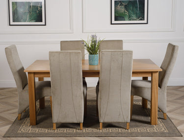Oslo 180 x 90cm Large Oak Dining Set with 6 Lola Grey Fabric Chairs