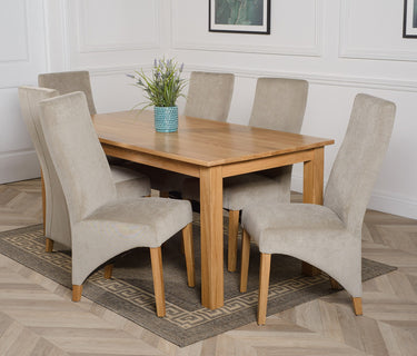 Oslo 180 x 90cm Large Oak Dining Set with 6 Lola Grey Fabric Chairs