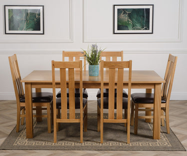 Oslo 180 x 90cm Large Oak Dining Set with 6 Princeton Oak Chairs