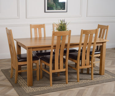 Oslo 180 x 90cm Large Oak Dining Set with 6 Princeton Oak Chairs