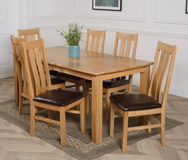 Oslo 180 x 90cm Large Oak Dining Set with 6 Princeton Oak Chairs