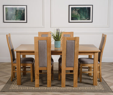 Oslo 180 x 90cm Large Oak Dining Set with 6 Stanford Oak Chairs