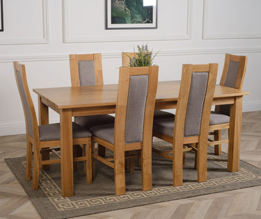 Oslo 180 x 90cm Large Oak Dining Set with 6 Stanford Oak Chairs