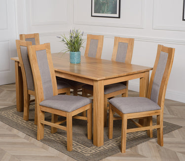 Oslo 180 x 90cm Large Oak Dining Set with 6 Stanford Oak Chairs