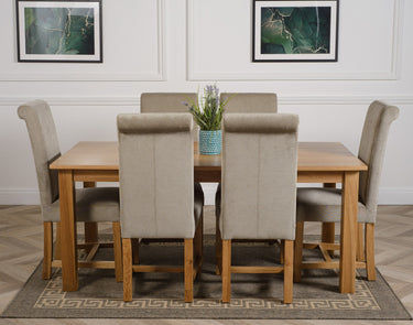 Oslo 180 x 90cm Large Oak Dining Set with 6 Washington Grey Fabric Chairs