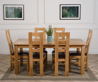 Oslo 180 x 90cm Large Oak Dining Set with 6 Yale Oak Chairs