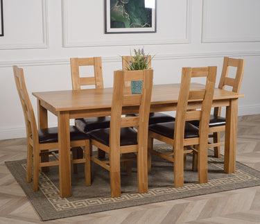 Oslo 180 x 90cm Large Oak Dining Set with 6 Yale Oak Chairs