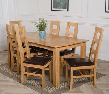 Oslo 180 x 90cm Large Oak Dining Set with 6 Yale Oak Chairs