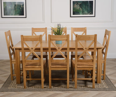 Oslo 180 x 90cm Large Oak Dining Set with 8 Berkeley Oak Chairs
