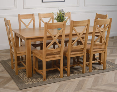 Oslo 180 x 90cm Large Oak Dining Set with 8 Berkeley Oak Chairs