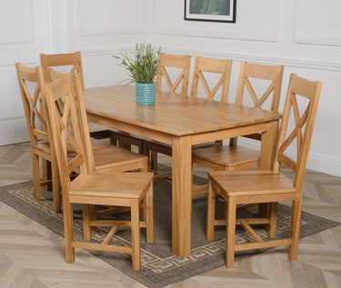 Oslo 180 x 90cm Large Oak Dining Set with 8 Berkeley Oak Chairs